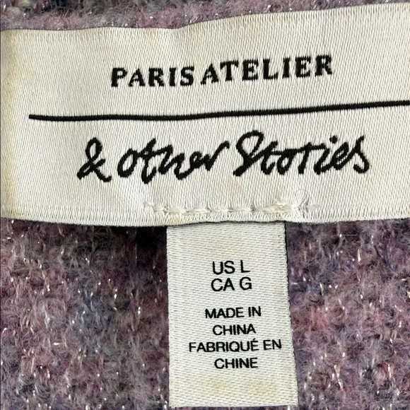 & Other Stories Lavender Tweed Cropped Button Cardigan - Picture 2 of 12